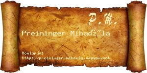 Preininger Mihaéla névjegykártya